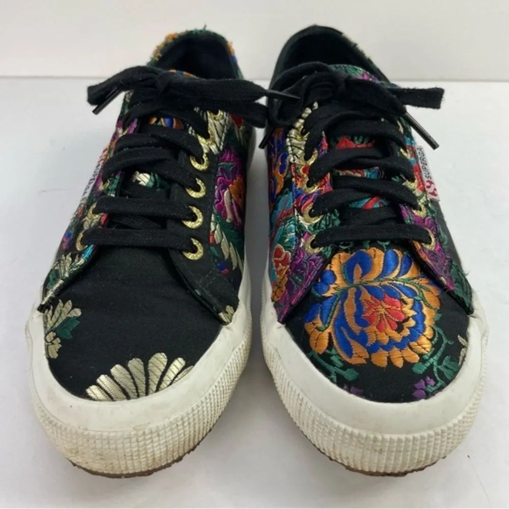 Superga 2750 Black Satin Mandarin Embroidery Sneakers‎ - Picture 6 of 16